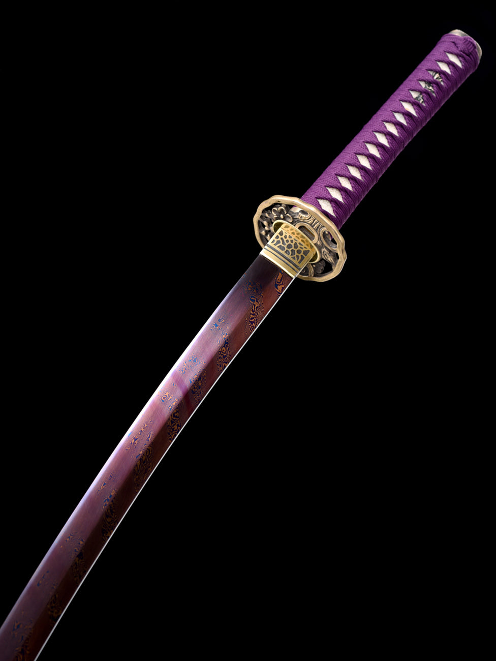 Torsional Checkered steel katana Japanese sword Steel knife