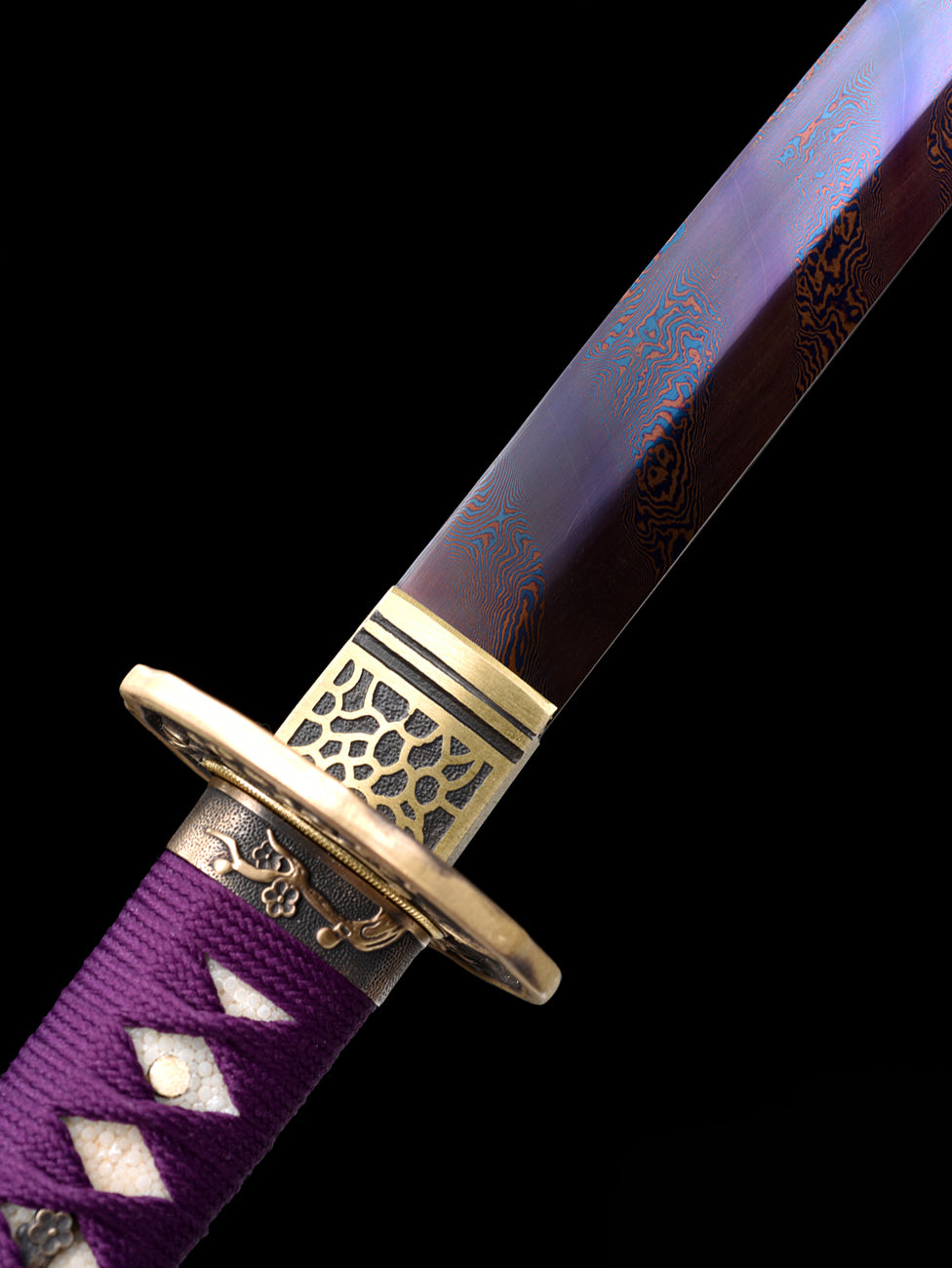Torsional Checkered steel katana Japanese sword Steel knife