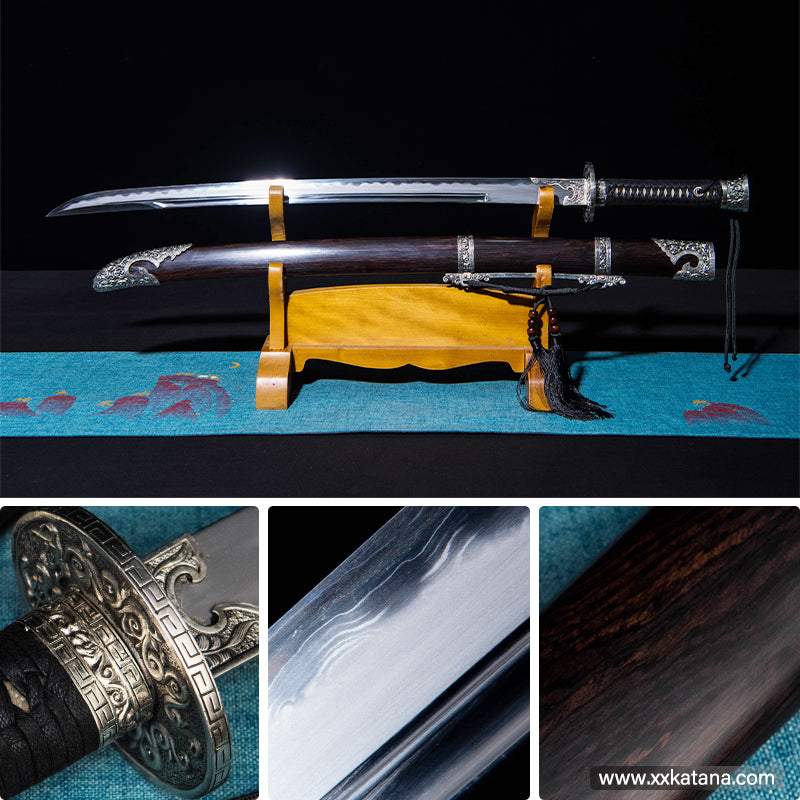 Chinese Longquan sword embroidery spring knife pattern steel hard knife long knife ancient weapon