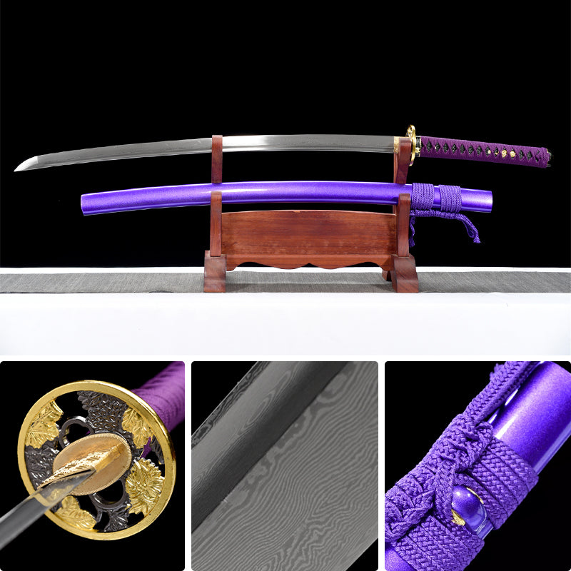 forge folded steel chrysanthemum katana
