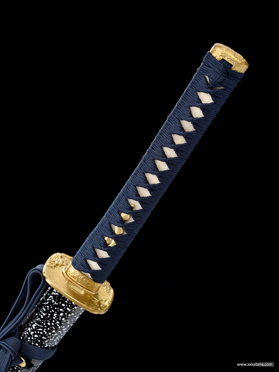 katana copper Tsuba forge folded steel Japanese sword Blue black
