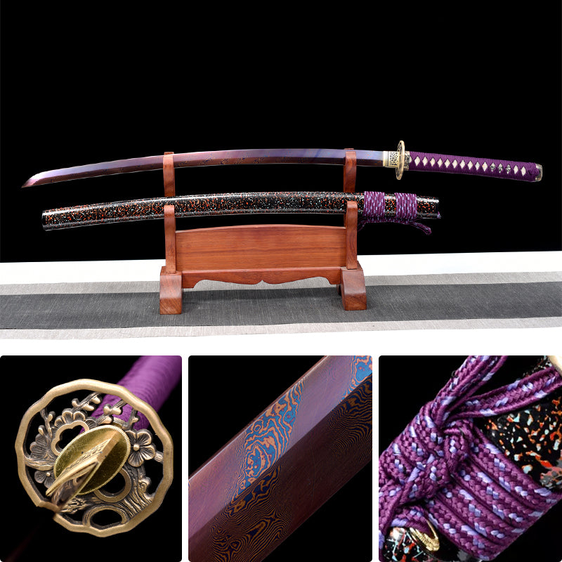 Torsional Checkered steel katana Japanese sword Steel knife