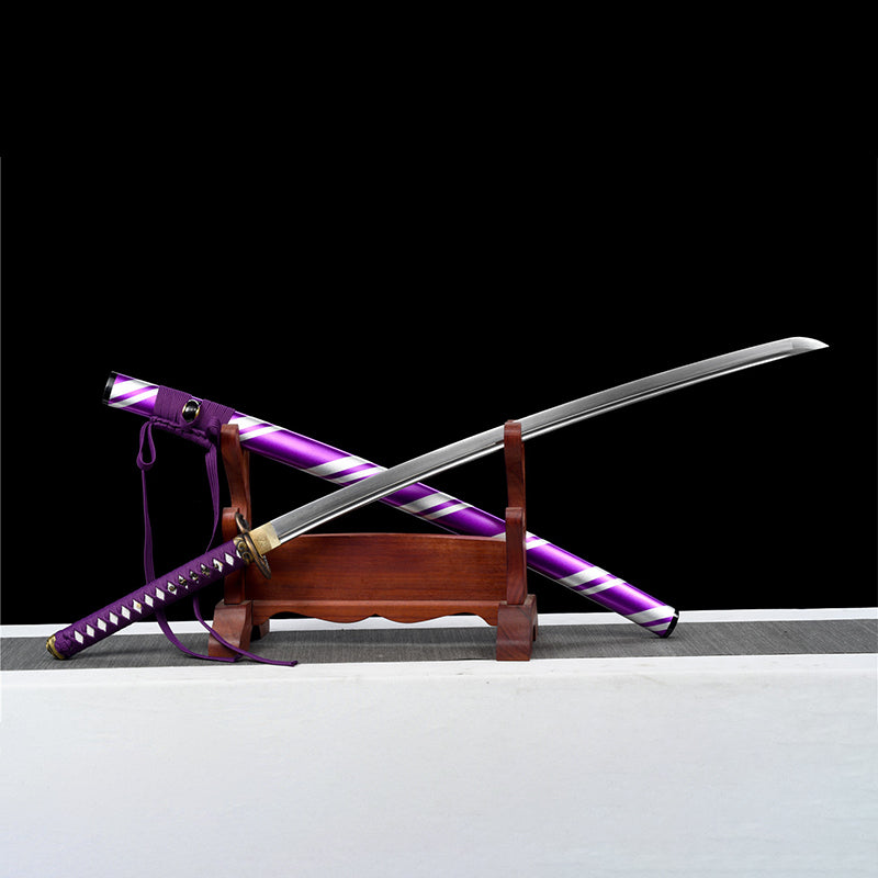 python katana Japanese sword forge folded steel Purple fog
