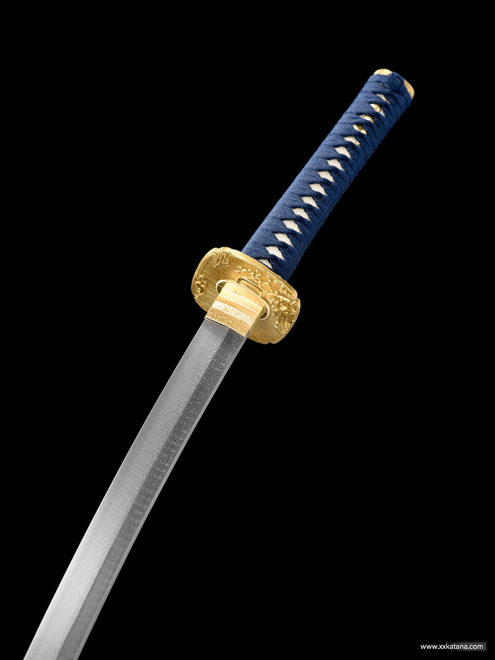 katana copper Tsuba forge folded steel Japanese sword Blue black