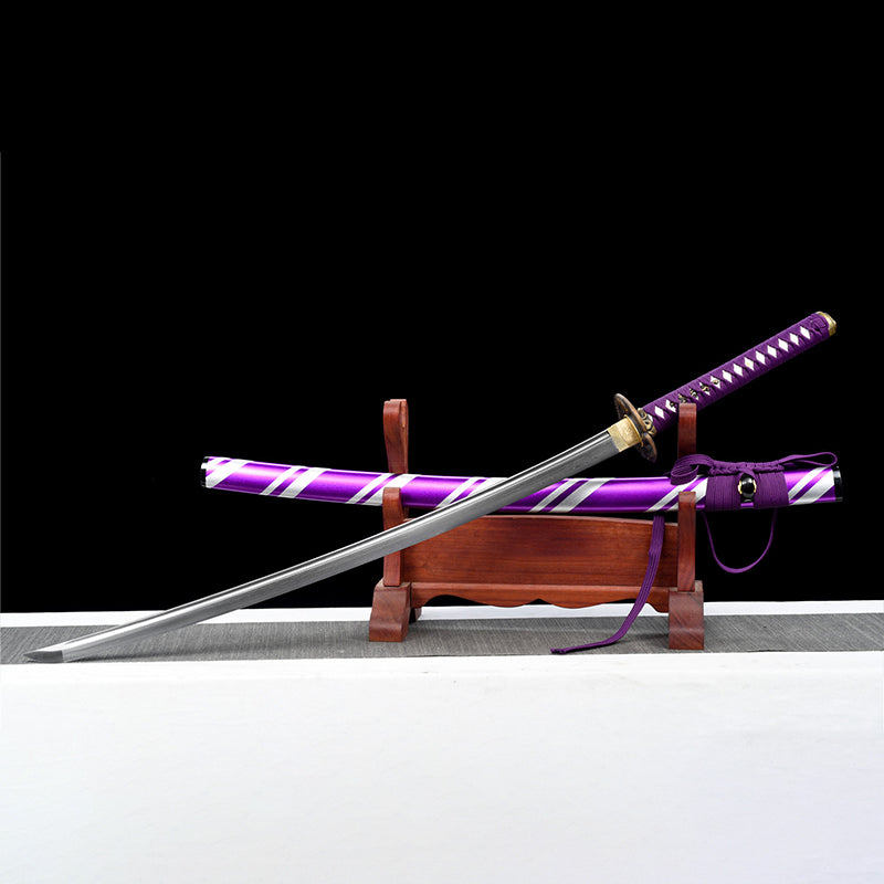 python katana Japanese sword forge folded steel Purple fog