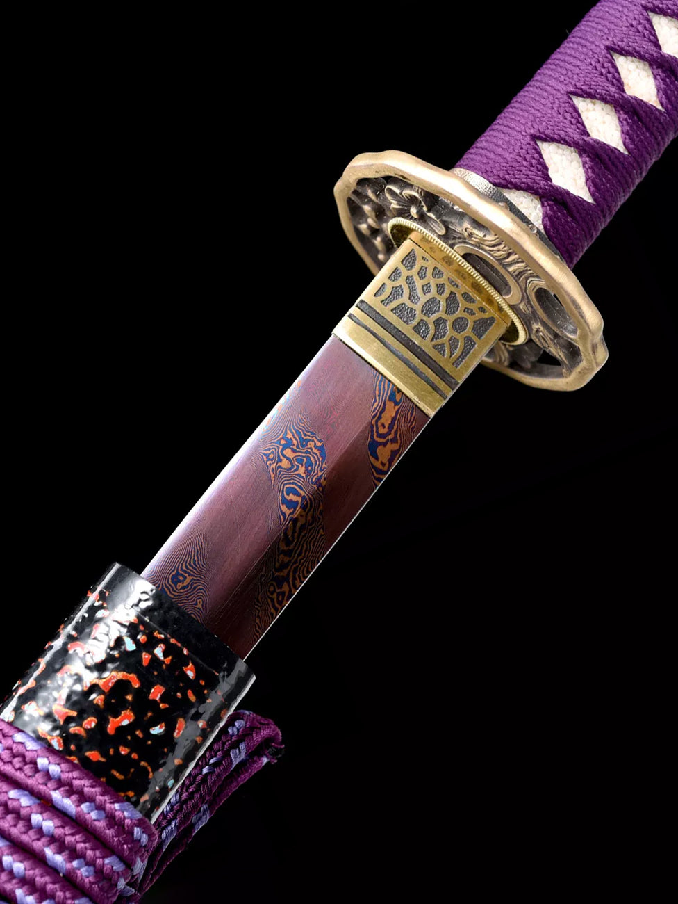 Torsional Checkered steel katana Japanese sword Steel knife