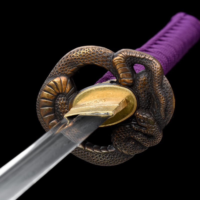 python katana Japanese sword forge folded steel Purple fog