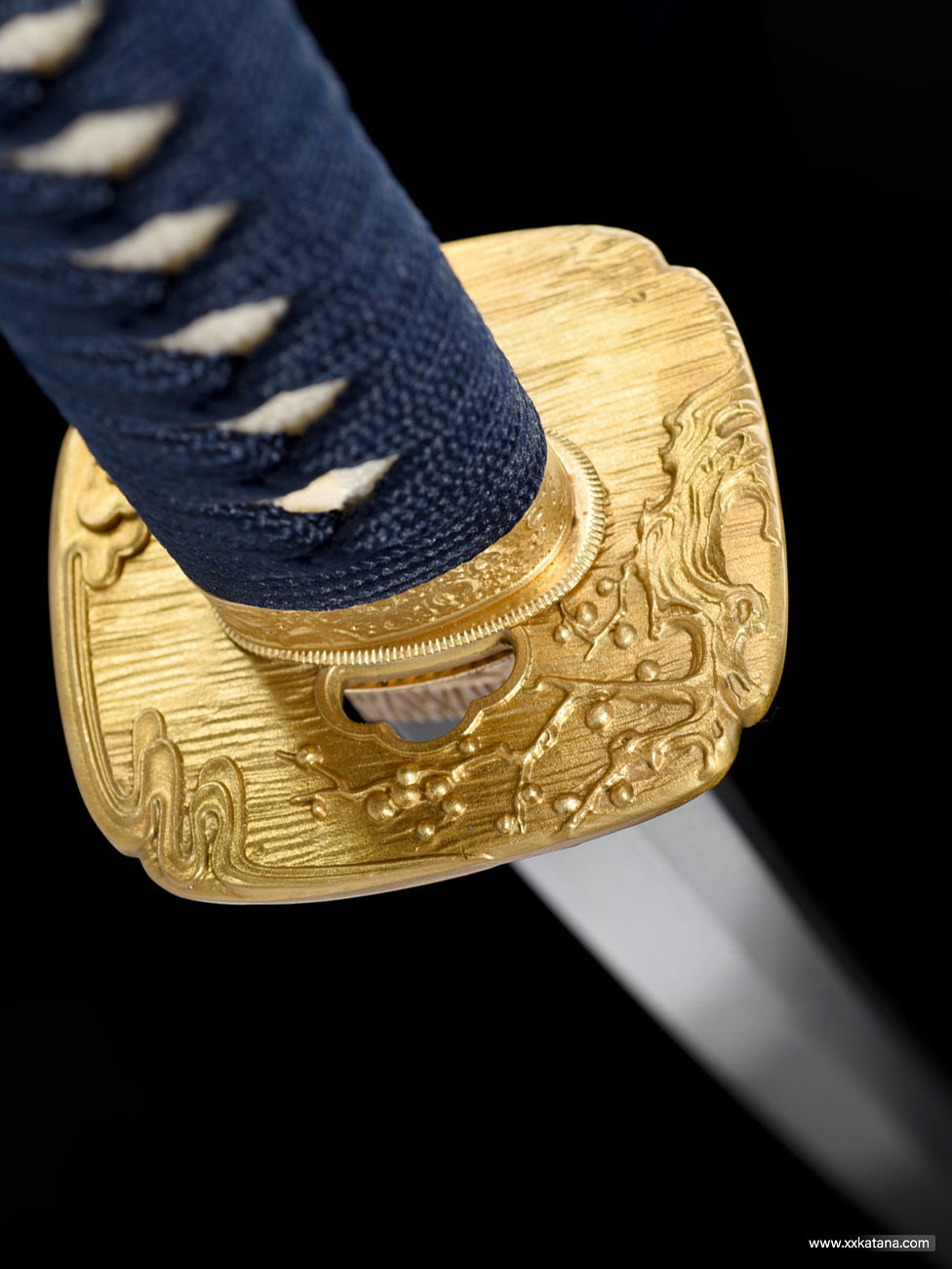katana copper Tsuba forge folded steel Japanese sword Blue black