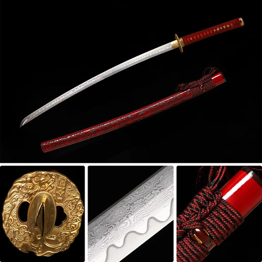 ”One thought“ 40-inch katana forge folded steel Clay Tempered,