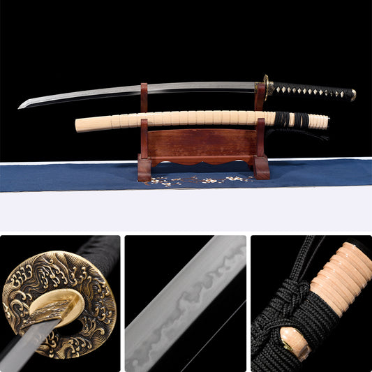Sea wave Original wood color copper katana Japanese sword knife