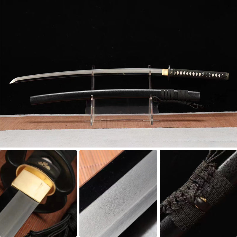 Katana Clay Tempered Edge, Black Samurai  sword Collection