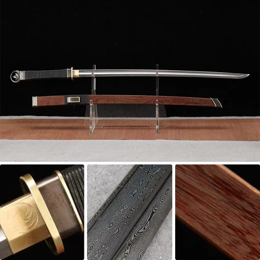 Chinese sword ring first Tang horizontal knife small bend big groove hand-made pattern steel knife one forging molding