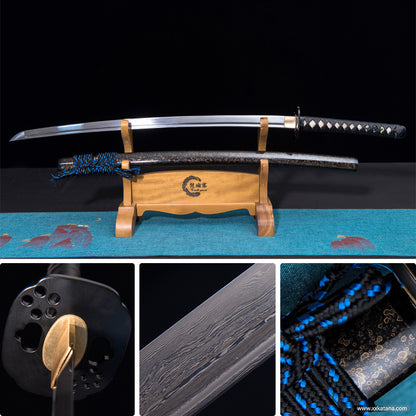 Iron tsuba Japanese katana forge folded steel handmade