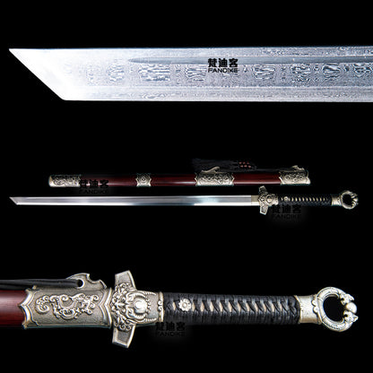 blackwood chinese sword collection sword Tang horizontal blade white copper hard knife ring first Tang knife