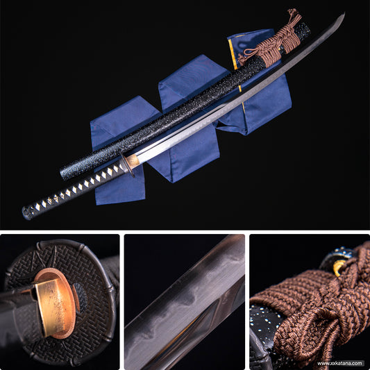 Bamboo iron guard hand Japanese samurai sword Long T10 steel Clay Tempered