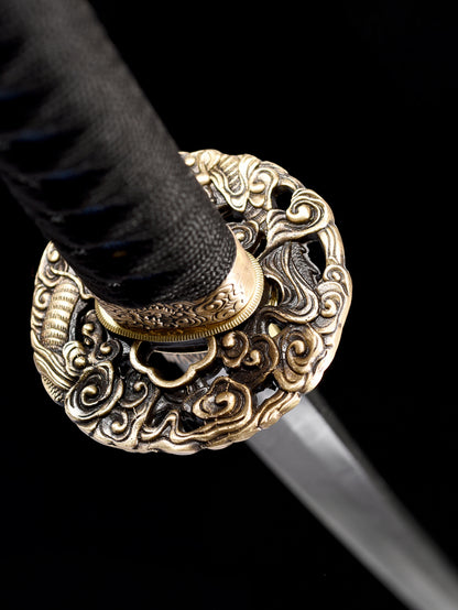 Damascus Steel katana Japanese sword  twist Checkered steel