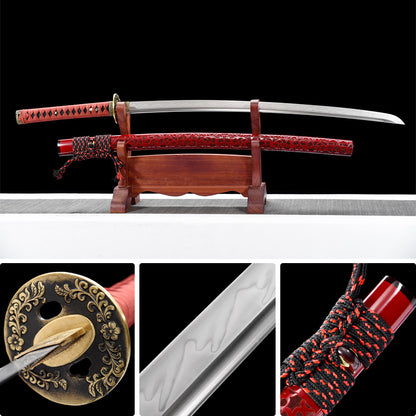 1095 steel Clay Tempered Mountain texture copper katana sword