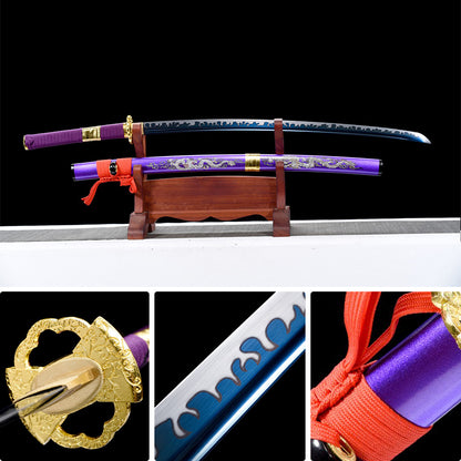 bluing 1060steel katana Japanese sword purple