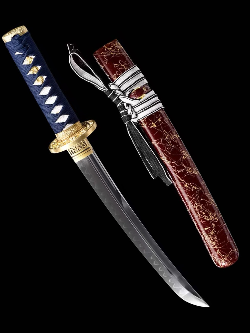 20-Inch Clay-Tempered Samurai Sword Hand-Forged Blade tanto Hamon