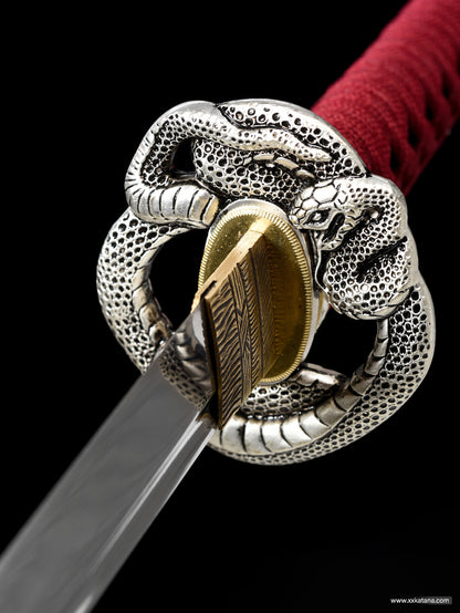 1060 steel mirror surface snake Tsuba Collectible swords Full tang