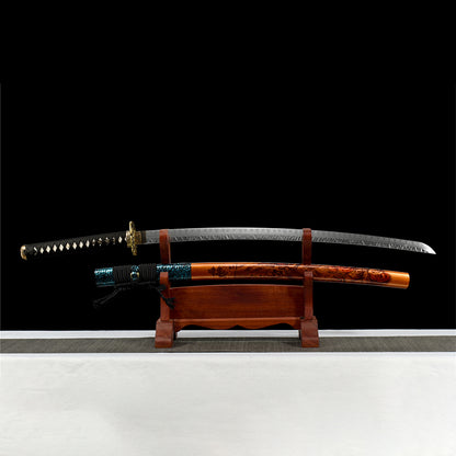 1095 steel Clay Tempered Hand carving blade katana Dragon Warrior