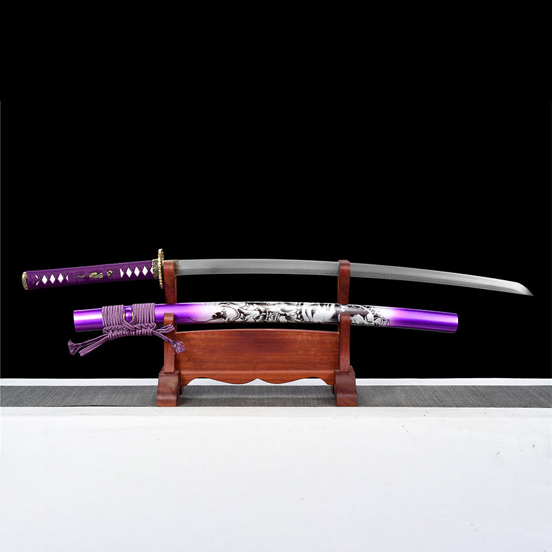 Buddha and demon katana forge folded steel copper Tsuba sword