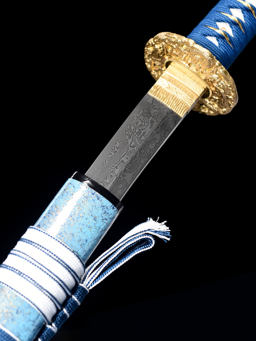 raindrop forge folded steel katana tsuba copper Japanese swords
