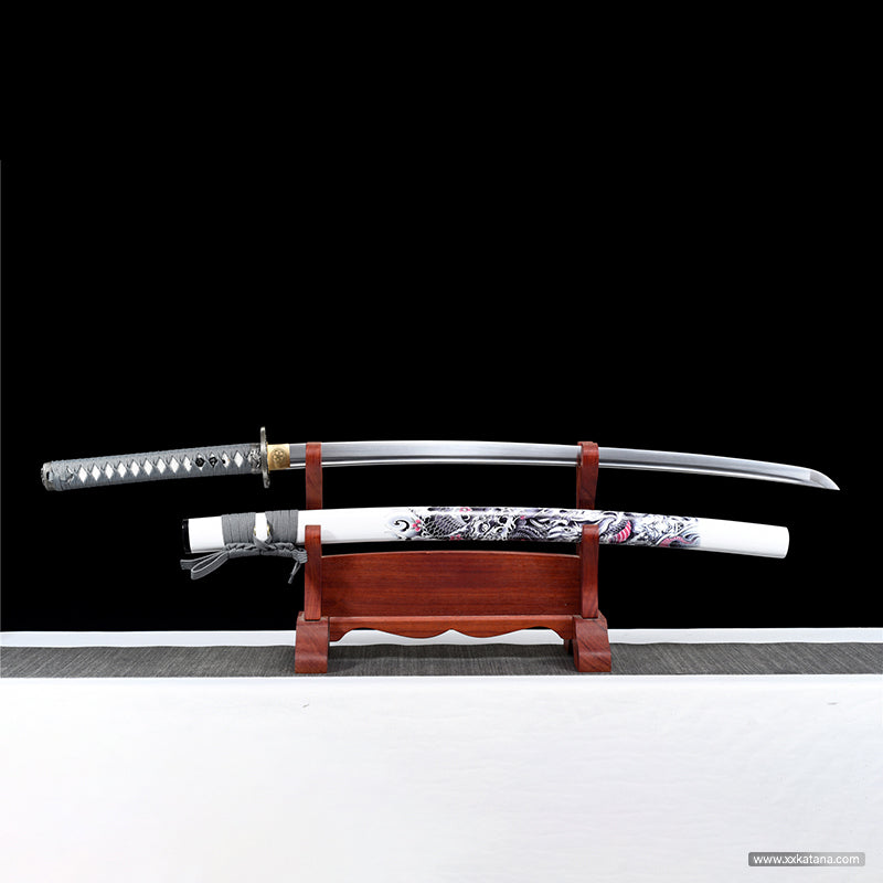 1060 steel White samurai sword Dragon cut Japanese knife katana