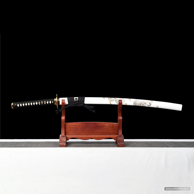 White Tiger katana Battle-Ready white Swords Full tang