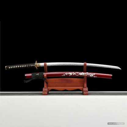 red plum blossom katana forge folded steel swords Collectible