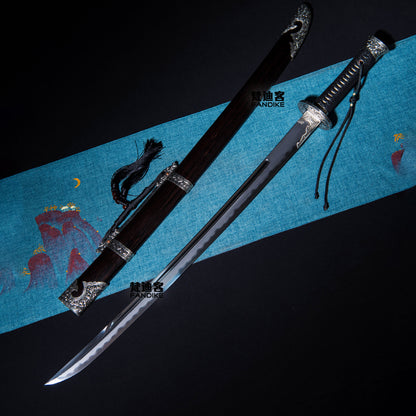 Chinese Longquan sword embroidery spring knife pattern steel hard knife long knife ancient weapon