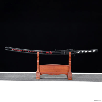 authentic samurai real swords black saya Blade red katana