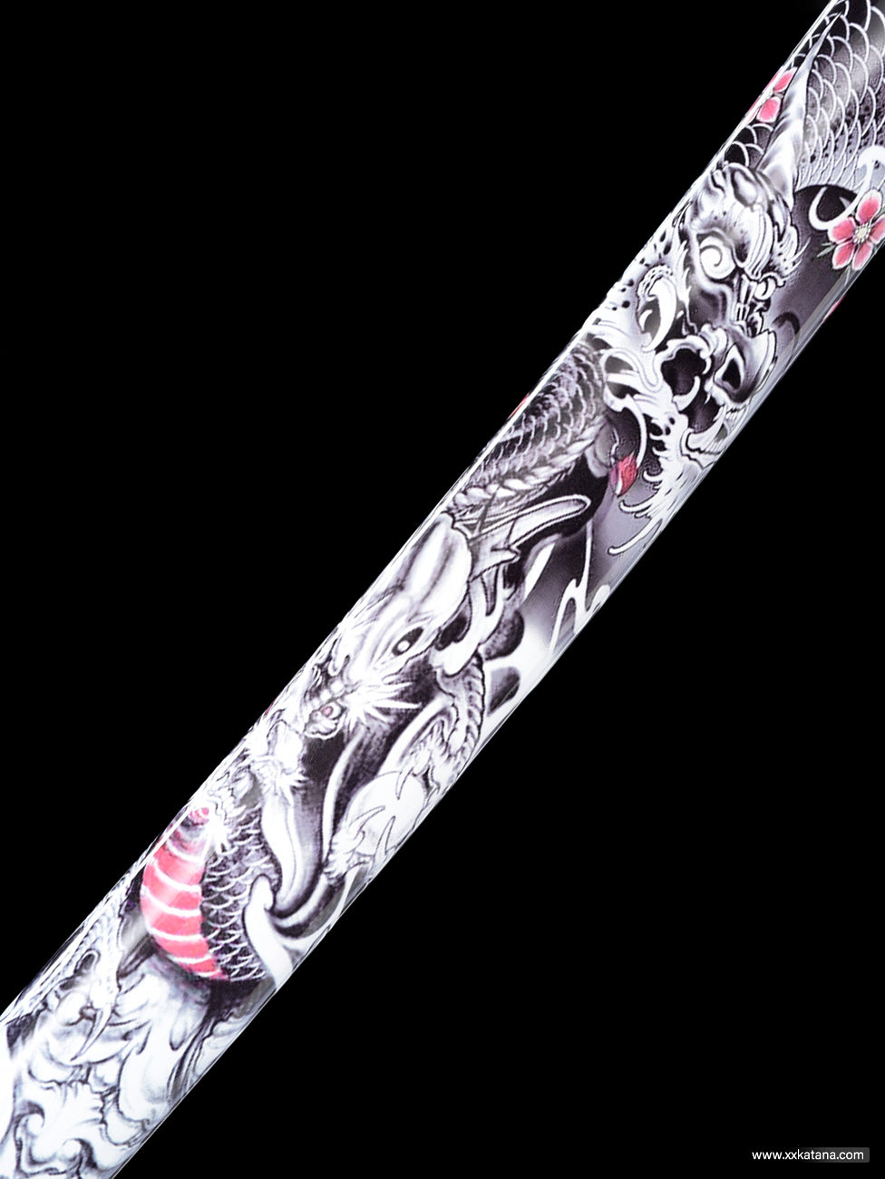 Black dragon forge folded steel katana Japanese sword