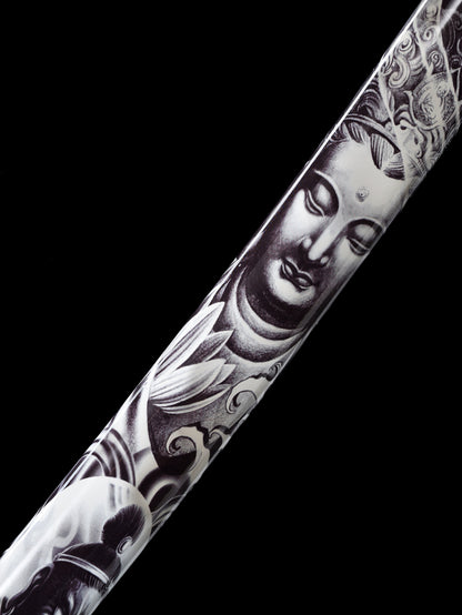 1060steel metal bluing technique katana Buddha in the Clouds