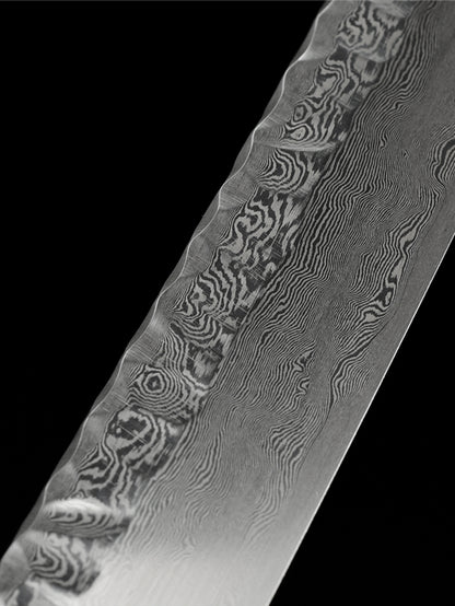 Checkered steel katana Japanese sword sea wave Tsuba