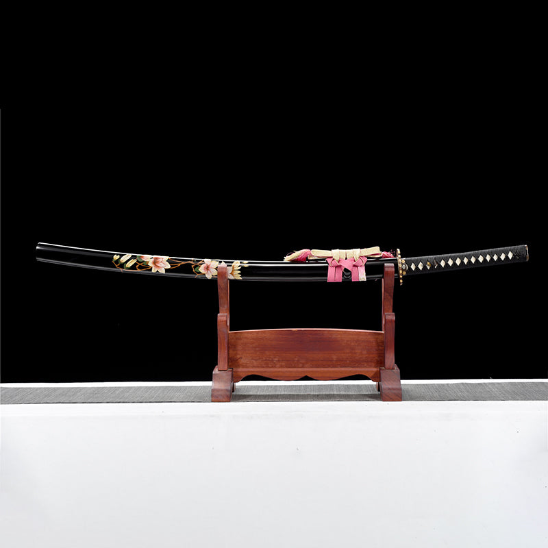 forge folded steel Clay Tempered  katana family crest Japanese sword