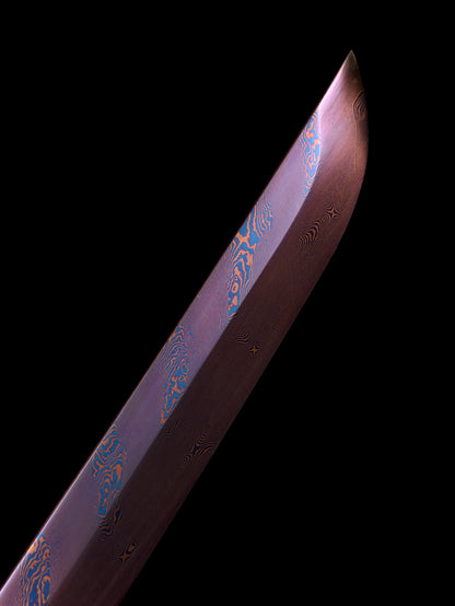 Torsional Checkered steel katana Japanese sword Steel knife