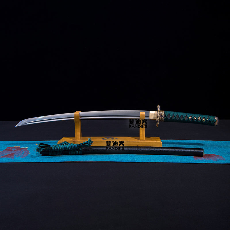 Japanese katana wakizashi dark green swords