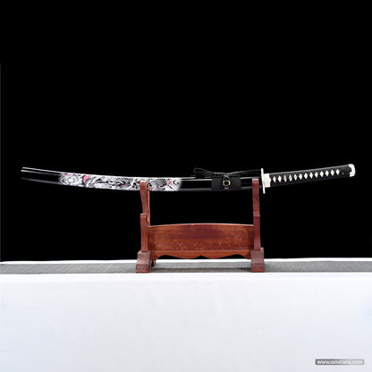 Black dragon forge folded steel katana Japanese sword