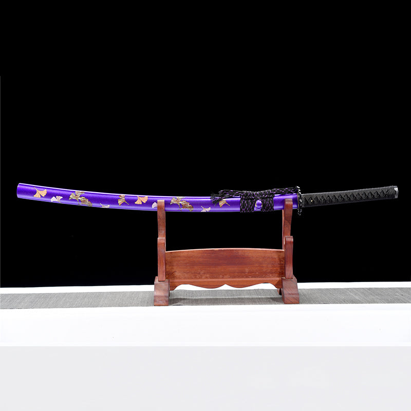 1095 steel Clay Tempered katana Japanese sword Petal TSUBA