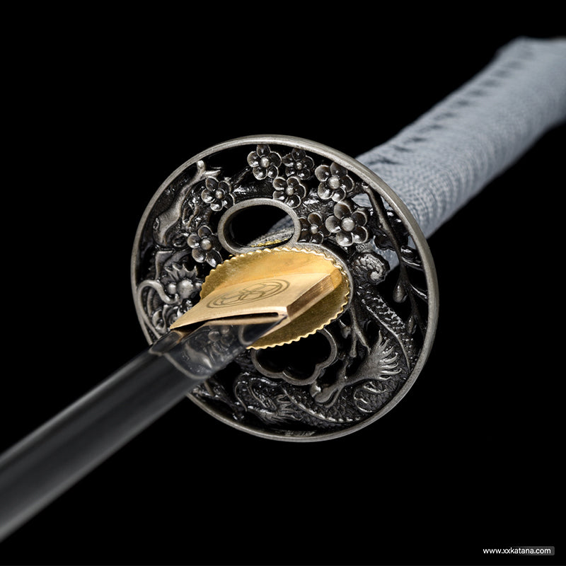 1060 steel White samurai sword Dragon cut Japanese knife katana