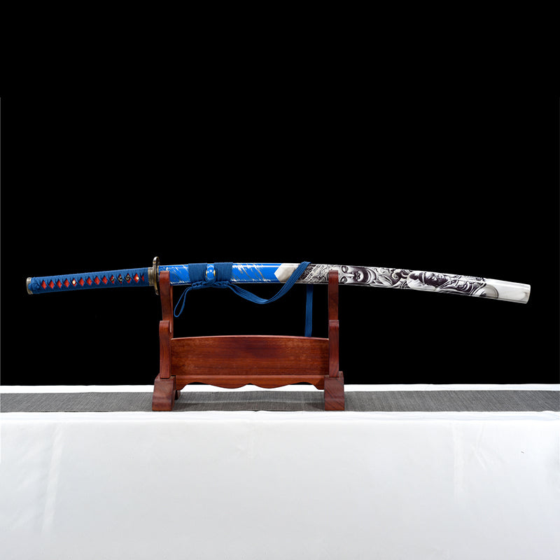 1060steel metal bluing technique katana Buddha in the Clouds