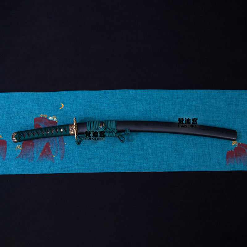 Japanese katana wakizashi dark green swords