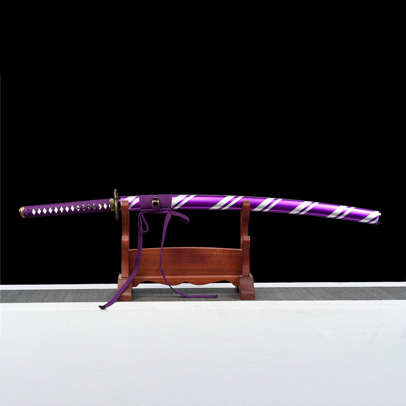 python katana Japanese sword forge folded steel Purple fog