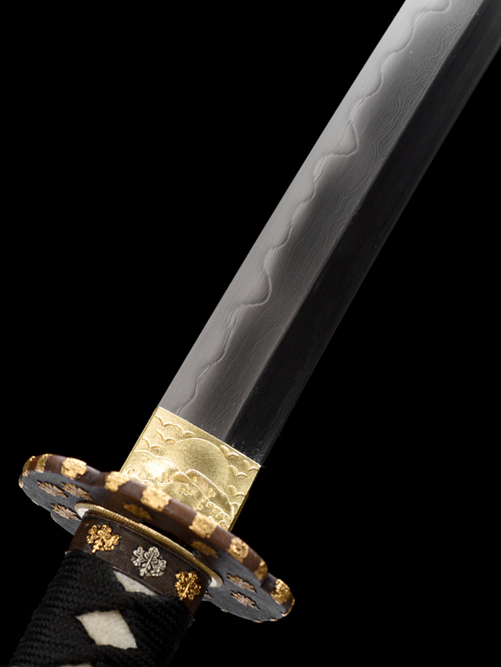 forge folded steel Clay Tempered  katana family crest Japanese sword