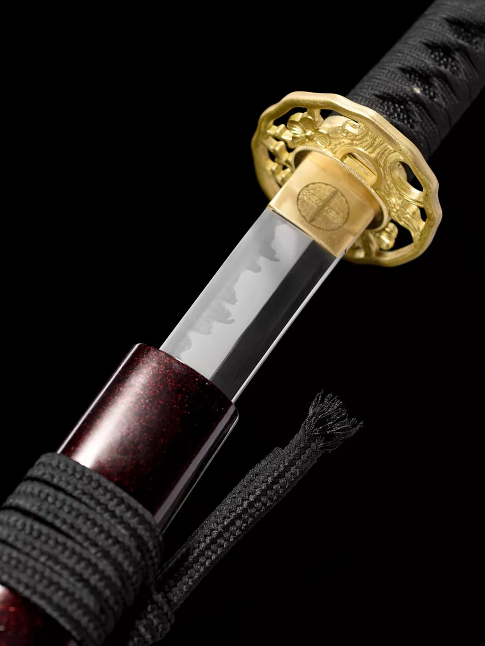 T10steel Clay Tempered Samurai sword plum copper tsuba