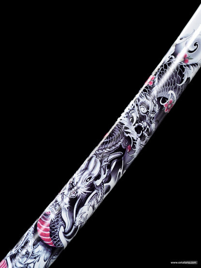 1060 steel White samurai sword Dragon cut Japanese knife katana