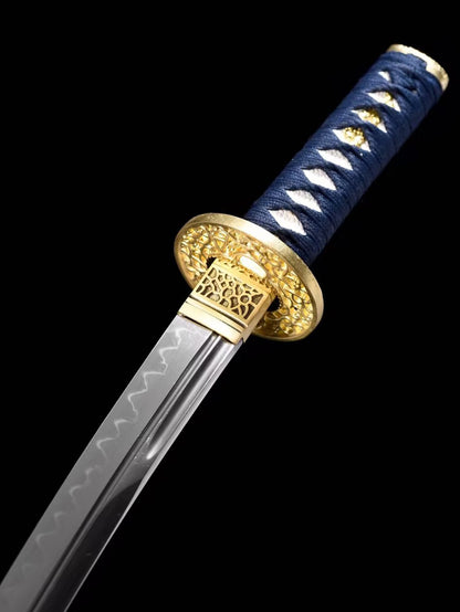 20-Inch Clay-Tempered Samurai Sword Hand-Forged Blade tanto Hamon