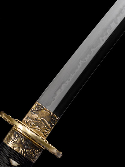 Sea wave Original wood color copper katana Japanese sword knife