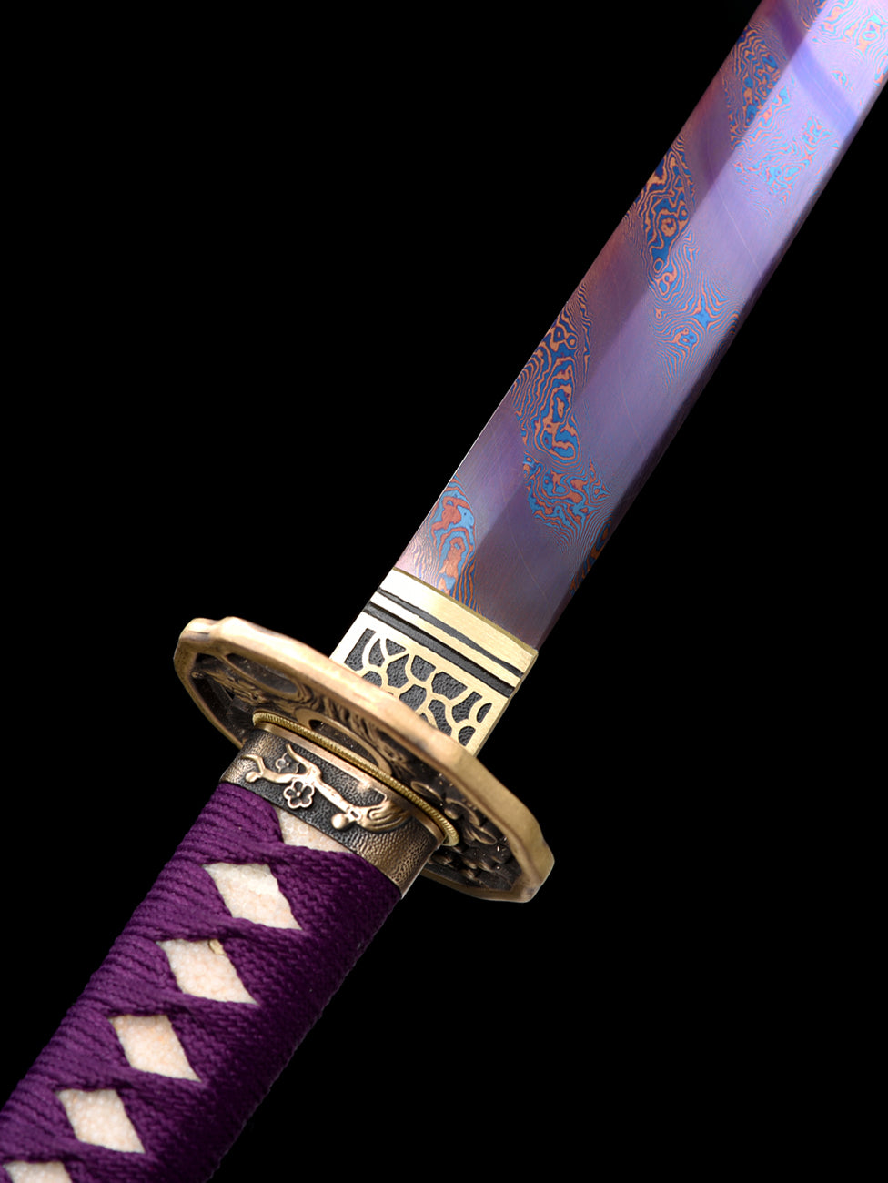 Torsional Checkered steel katana Japanese sword Steel knife